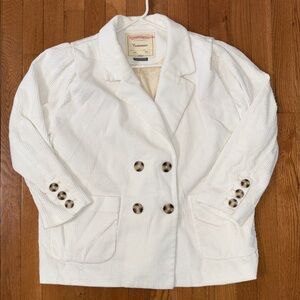 Cartonnier Anthropologie White Corduroy Ribbed Jacket Size Medium